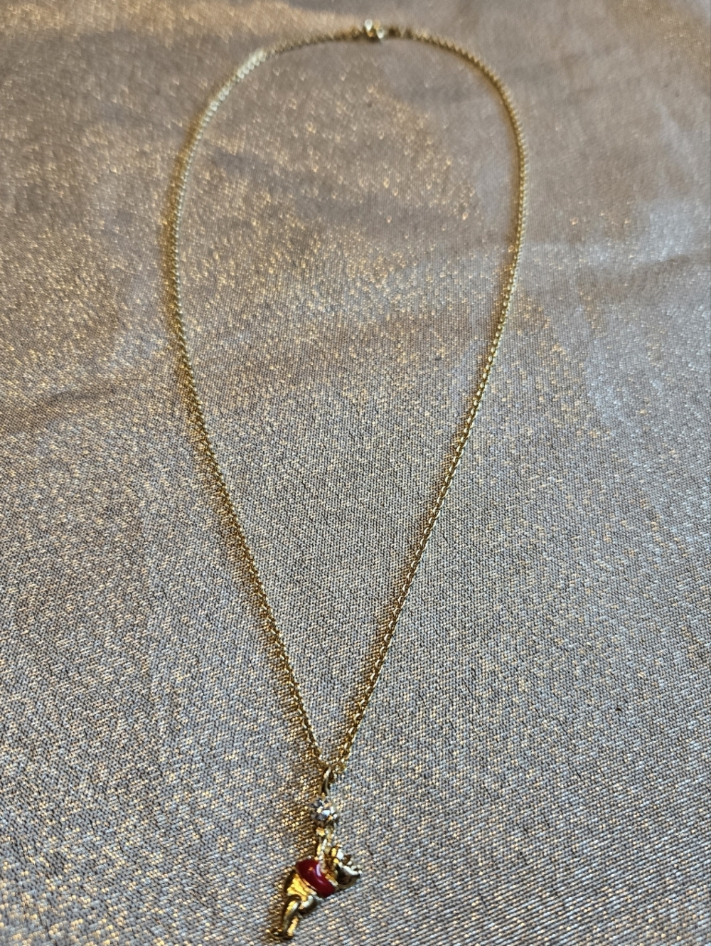 Pooh Bear Gold Tone Necklace With Rhinestone - Picture 3 of 6